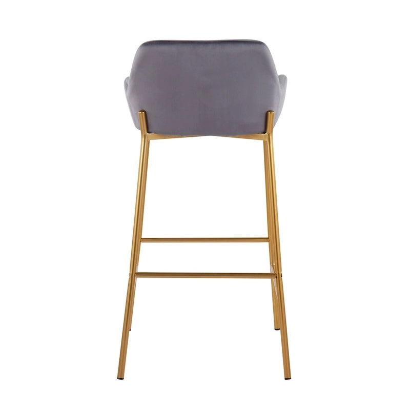 Silver Orchid Galotti Gold Fixed-Height Upholstered Bar Stool - Set of 2