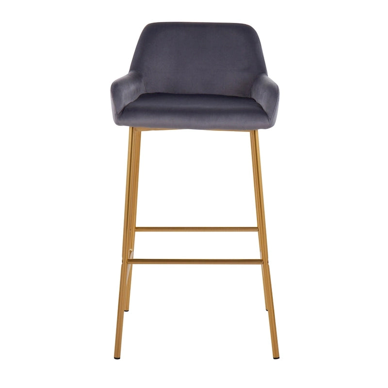 Silver Orchid Galotti Gold Fixed-Height Upholstered Bar Stool - Set of 2