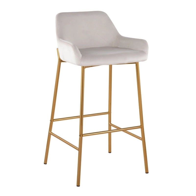 Silver Orchid Galotti Gold Fixed-Height Upholstered Bar Stool - Set of 2