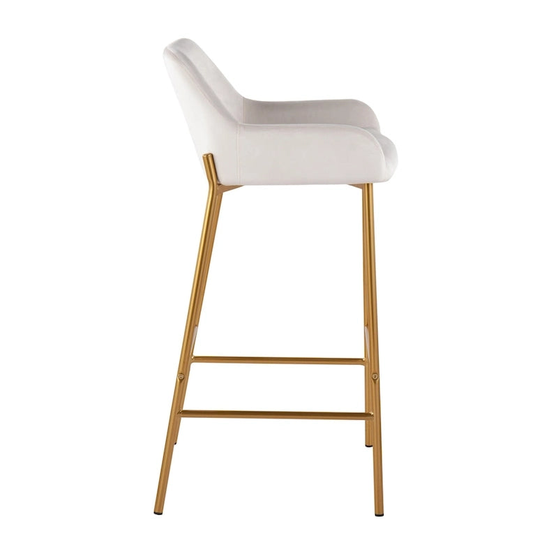 Silver Orchid Galotti Gold Fixed-Height Upholstered Bar Stool - Set of 2