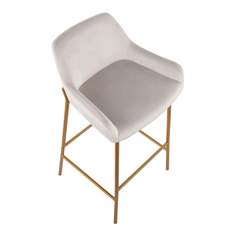 Silver Orchid Galotti Gold Fixed-Height Upholstered Bar Stool - Set of 2