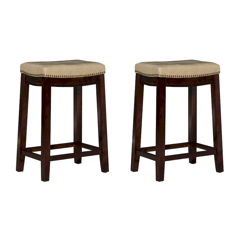 Sgabello da bar Linon Willamette in finta pelle (set da 2) - altezza bancone