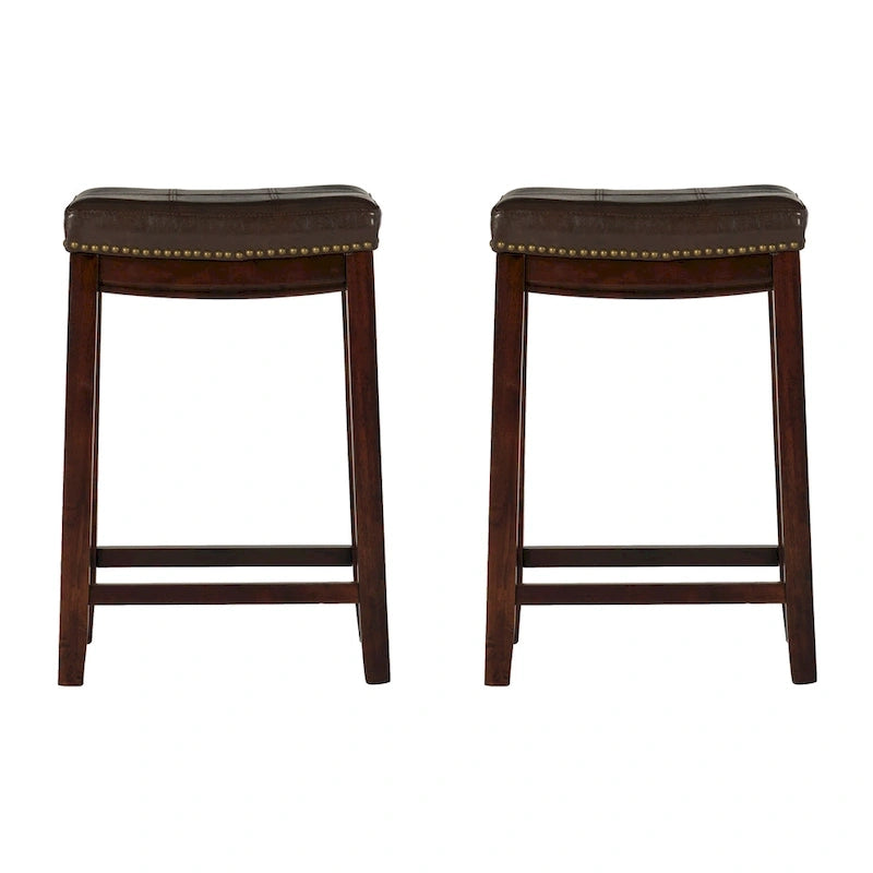Sgabello da bar Linon Willamette in finta pelle (set da 2) - altezza bancone