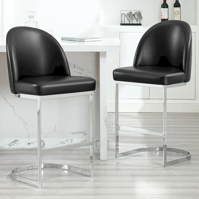 26 tekonahkaverhoiltua baarijakkaraa, tiskikorkeus, metallijalat – 38.8H x 17.9W x 20.9D