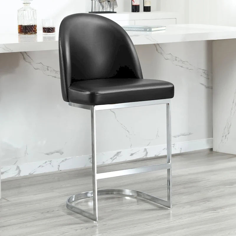 26 tekonahkaverhoiltua baarijakkaraa, tiskikorkeus, metallijalat – 38.8H x 17.9W x 20.9D