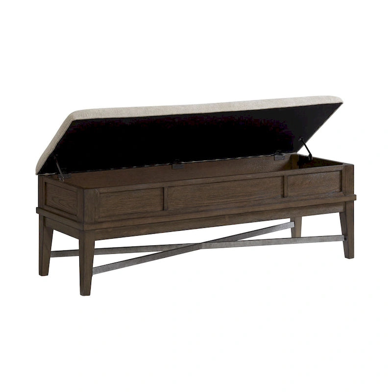 Preston Aufbewahrungsbank fürs Schlafzimmer mit Polster, verwitterte Vintage-Eiche
