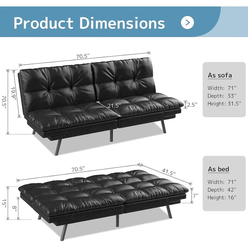 Futon Sofa Bed Memory Foam Couch Sleeper Daybed Foldable Convertible Loveseat