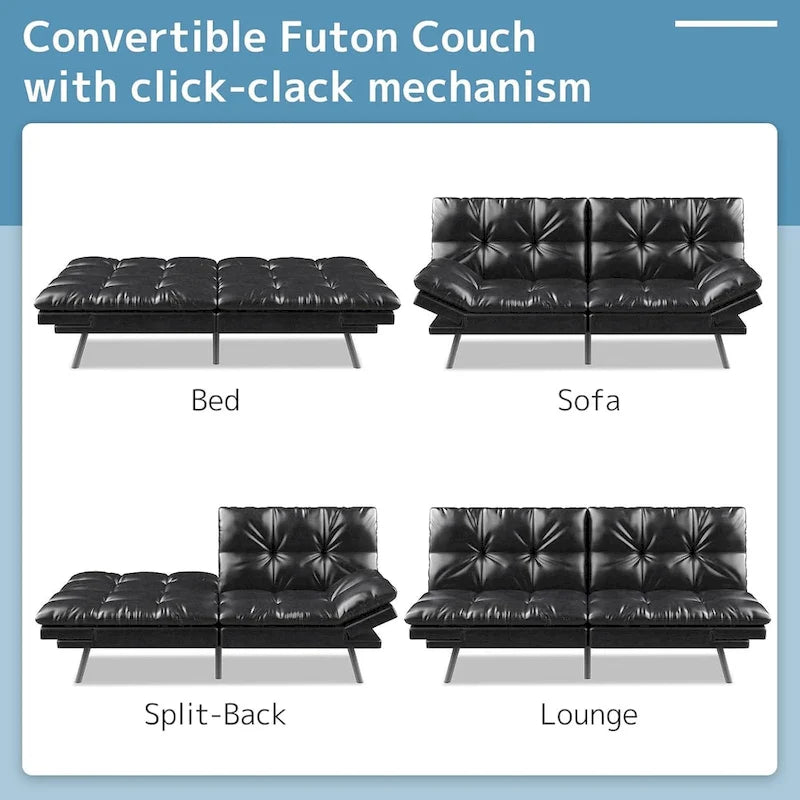 Futon Sofa Bed Memory Foam Couch Sleeper Daybed Foldable Convertible Loveseat