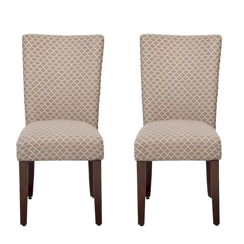 Chaises Parsons HomePop couleur crème moka à motif quatre-feuilles (ensemble de 2)