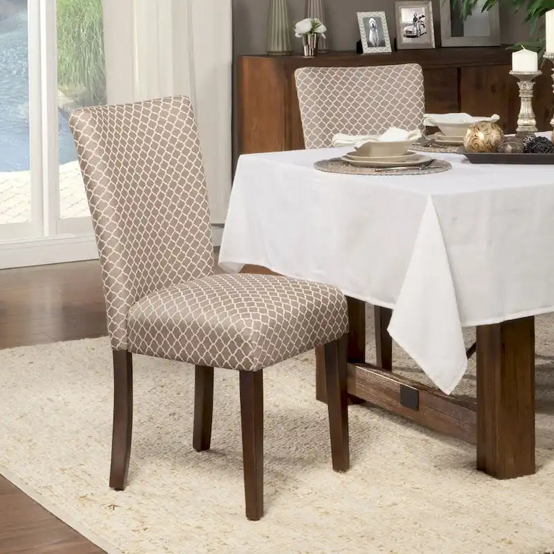 Chaises Parsons HomePop couleur crème moka à motif quatre-feuilles (ensemble de 2)