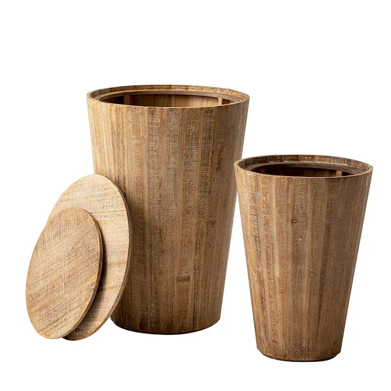 Ensemble de tables d’appoint gigognes en forme de tonneau COZAYH Farmhouse, tables de rangement rustiques gain de place, finition naturelle vieillie