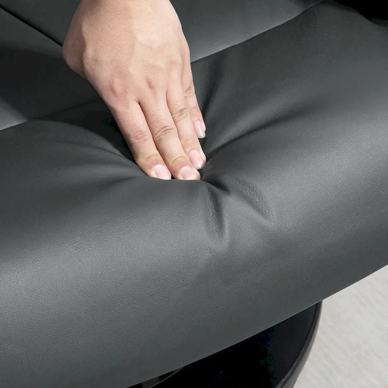 HOMCOM-hierontarecliner-nojatuoli rahilla, 360° kääntyvä recliner ja jalkarahi, PU-nahkainen lepotuoli, harmaa