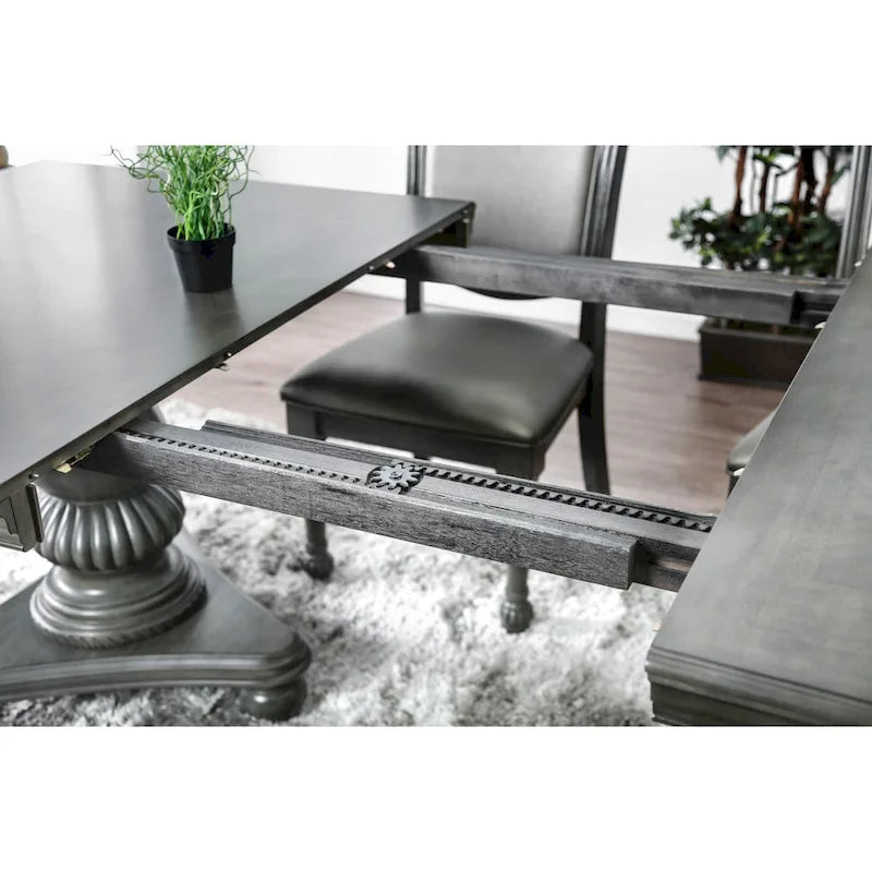 Furniture of America Tima szürke, 103 hüvelykes, bővíthető fa étkezőasztal