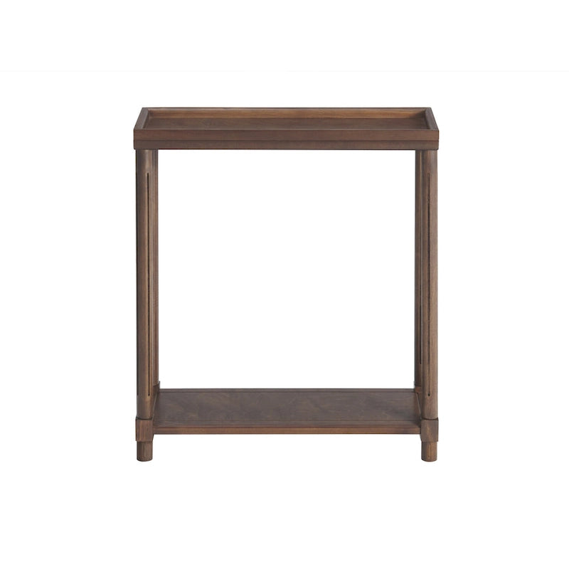 New Ridge Home Goods Harrison Narrow Side End Tables with Shelf, Set of 2, Antique Chestnut