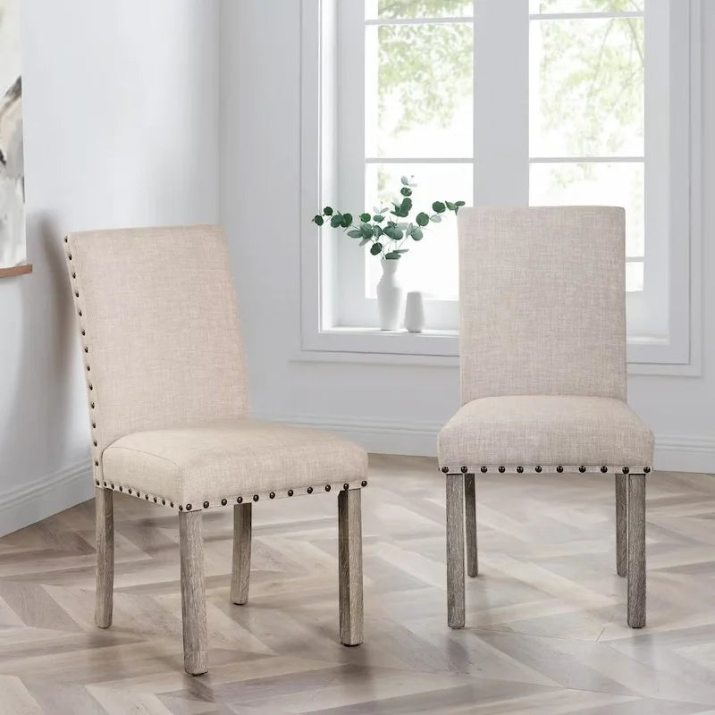 Zeitgenössisches luxuriöses Leinen-Esszimmerstuhl-Set von Morden Fort, 2 Beistellstühle
