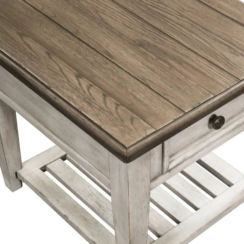 Heartland antiikinvalkoinen 1-laatikostoinen sivupöytä