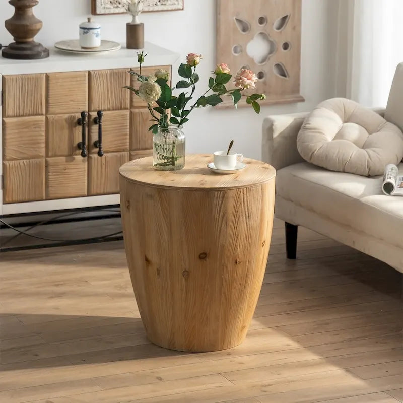 Couchtisch aus Holz im Vintage-Stil, tonnenförmig