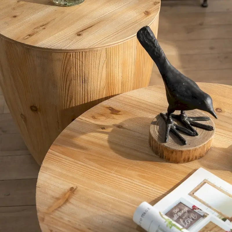 Couchtisch aus Holz im Vintage-Stil, tonnenförmig