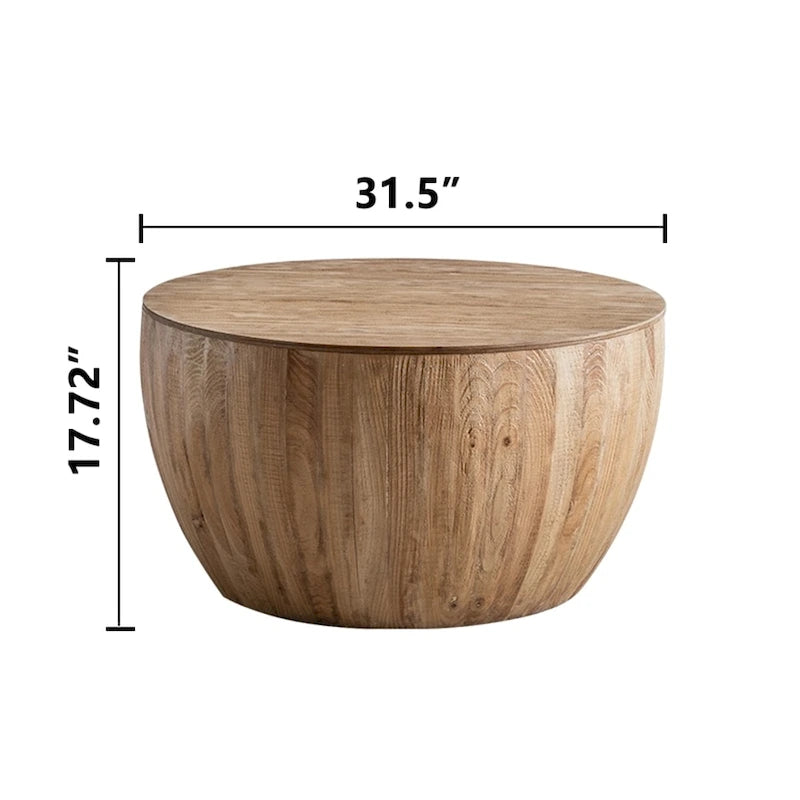 Couchtisch aus Holz im Vintage-Stil, tonnenförmig