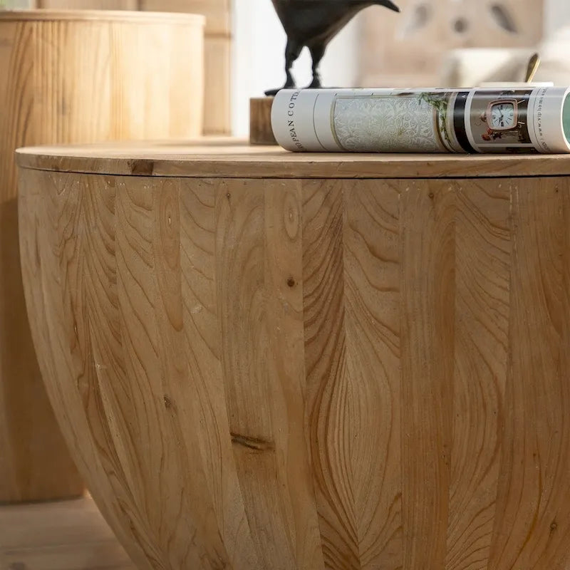 Couchtisch aus Holz im Vintage-Stil, tonnenförmig