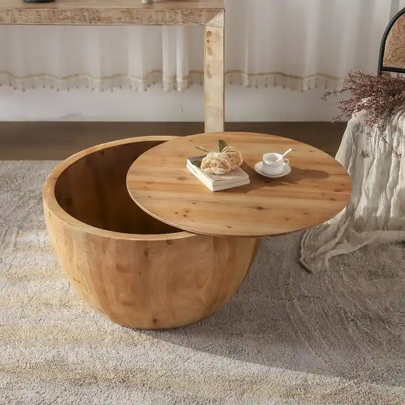 Couchtisch aus Holz im Vintage-Stil, tonnenförmig