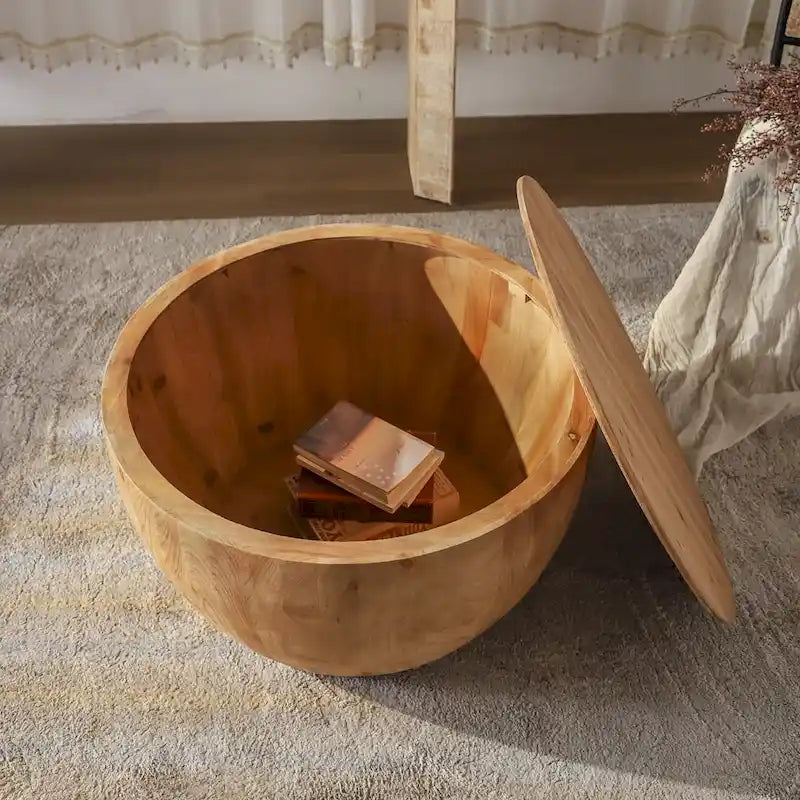 Couchtisch aus Holz im Vintage-Stil, tonnenförmig