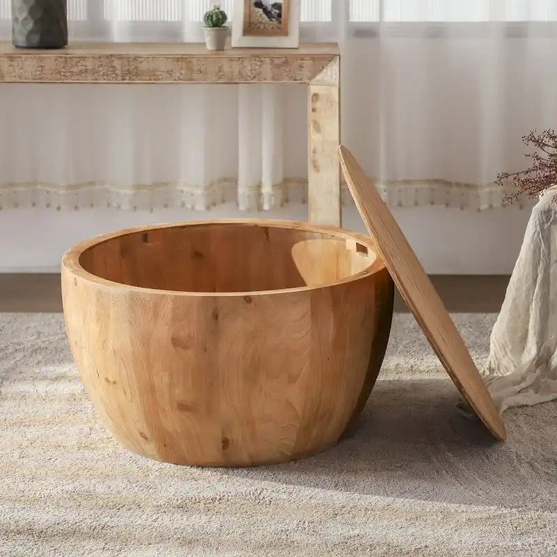 Couchtisch aus Holz im Vintage-Stil, tonnenförmig