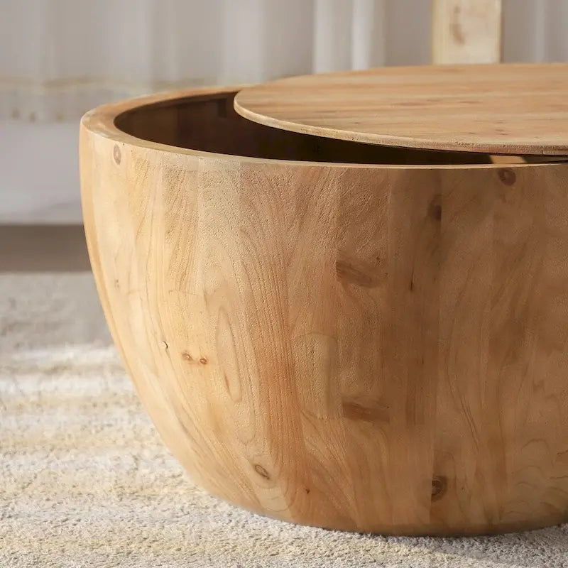 Couchtisch aus Holz im Vintage-Stil, tonnenförmig