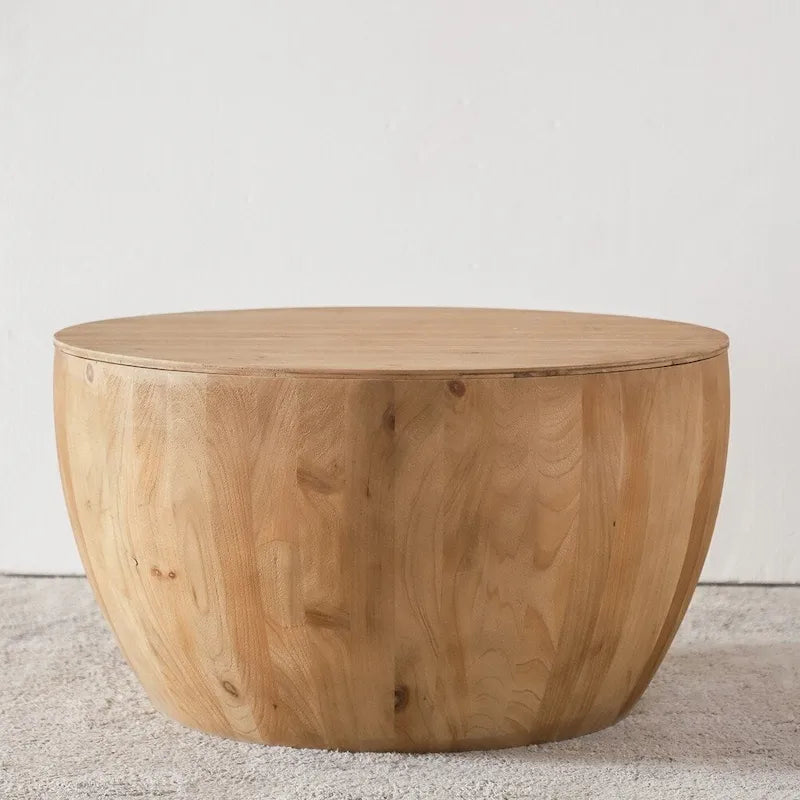 Couchtisch aus Holz im Vintage-Stil, tonnenförmig