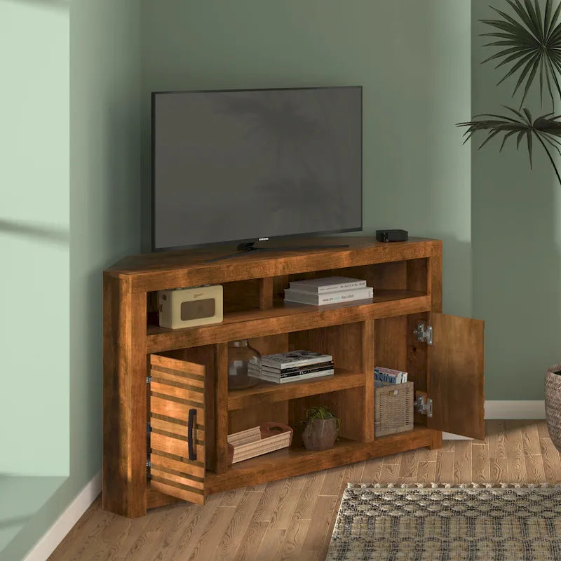 Bridgevine Home 52 hüvelykes sarok TV-állvány konzol legfeljebb 55 hüvelykes tévékhez, összeszerelés nélkül, whiskey színben