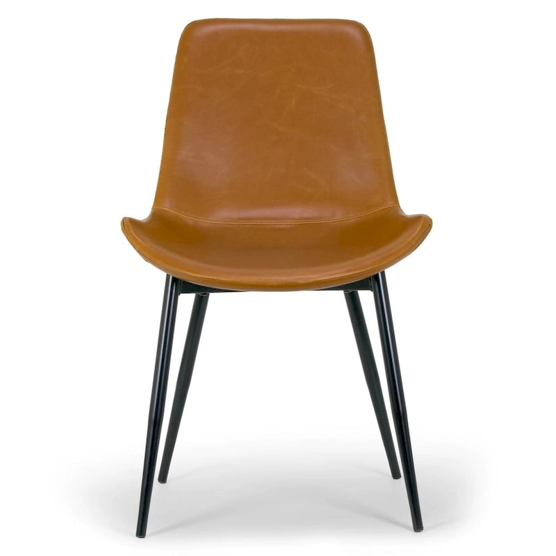 Silla de comedor moderna Alary de cuero sintético marrón caramelo (juego de 2)