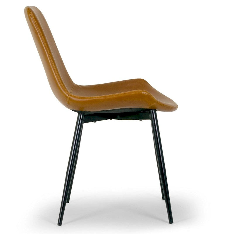 Silla de comedor moderna Alary de cuero sintético marrón caramelo (juego de 2)
