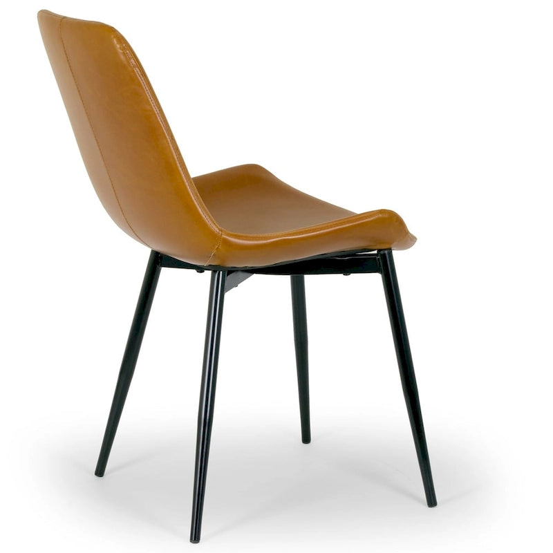 Silla de comedor moderna Alary de cuero sintético marrón caramelo (juego de 2)