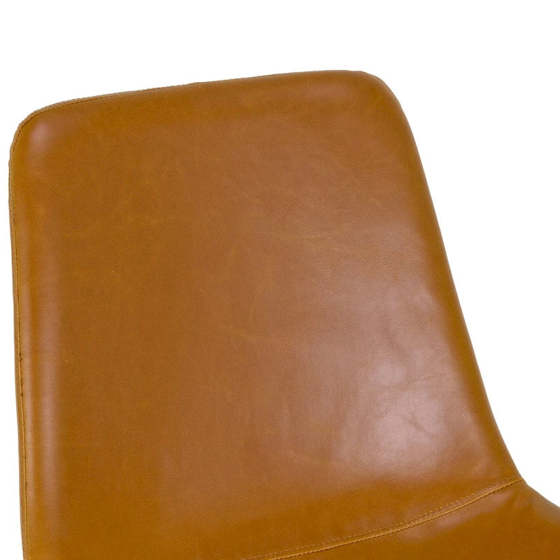 Silla de comedor moderna Alary de cuero sintético marrón caramelo (juego de 2)