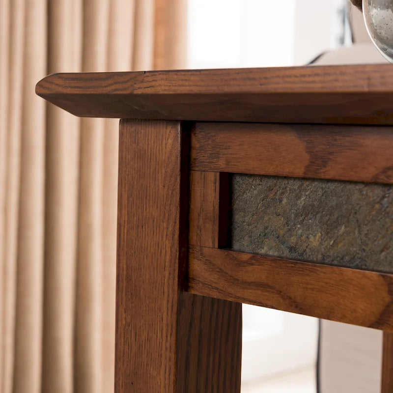Leick Home Slatestone-Beistelltisch mit einer Schublade und Schieferfliesenplatte