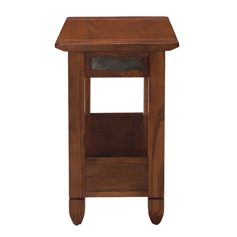 Leick Home Slatestone-Beistelltisch mit einer Schublade und Schieferfliesenplatte