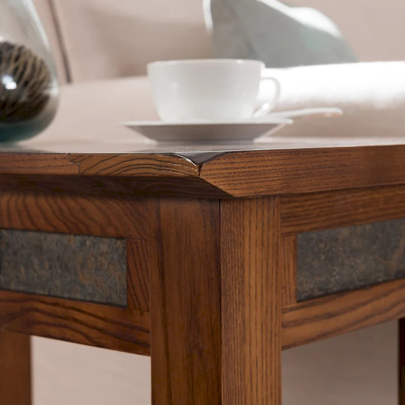Leick Home Slatestone-Beistelltisch mit einer Schublade und Schieferfliesenplatte
