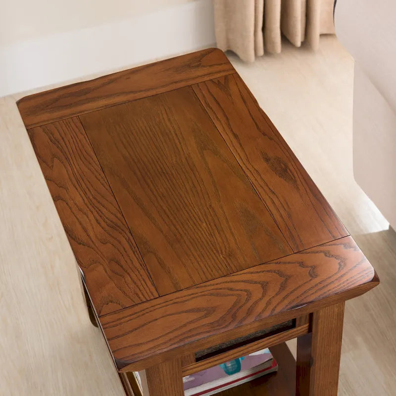 Leick Home Slatestone-Beistelltisch mit einer Schublade und Schieferfliesenplatte