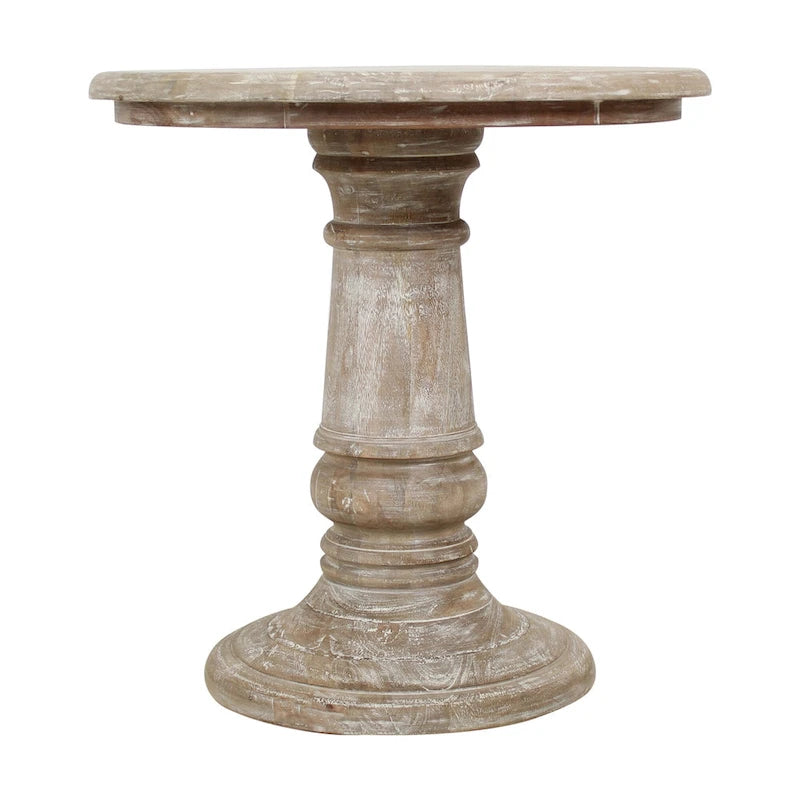 Table d’appoint ronde Kafe en bois de manguier naturel par East at Main