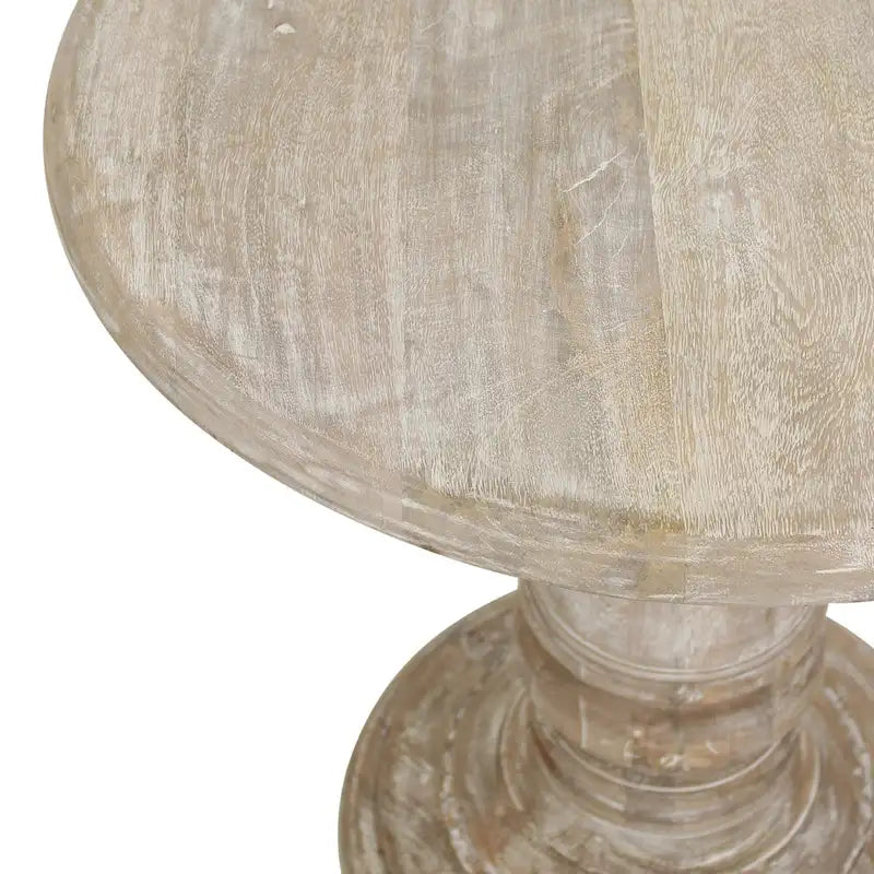 Table d’appoint ronde Kafe en bois de manguier naturel par East at Main
