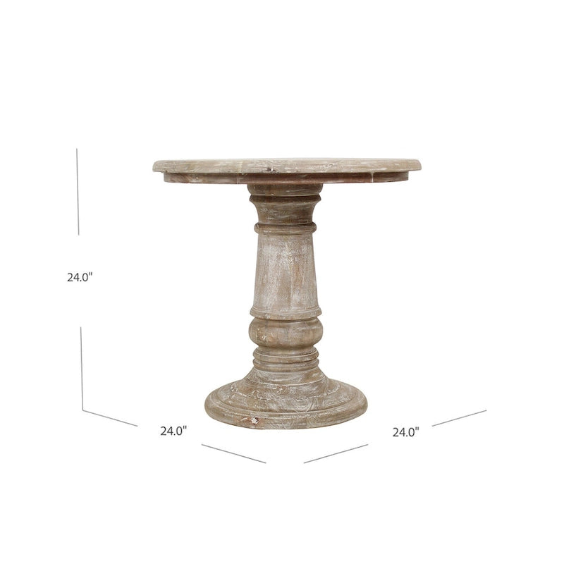 Table d’appoint ronde Kafe en bois de manguier naturel par East at Main