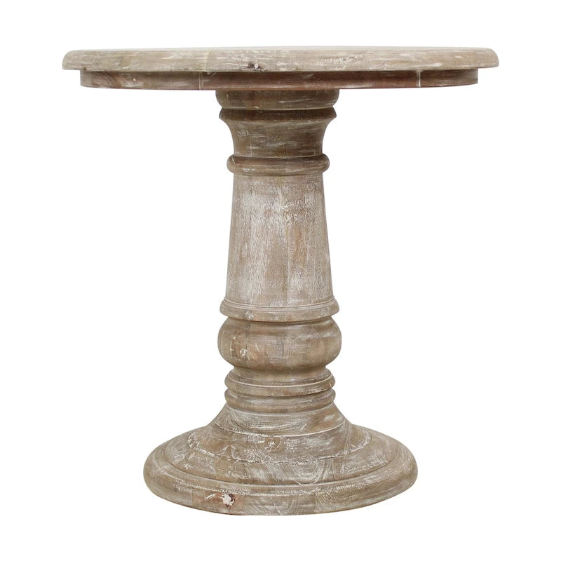 Table d’appoint ronde Kafe en bois de manguier naturel par East at Main