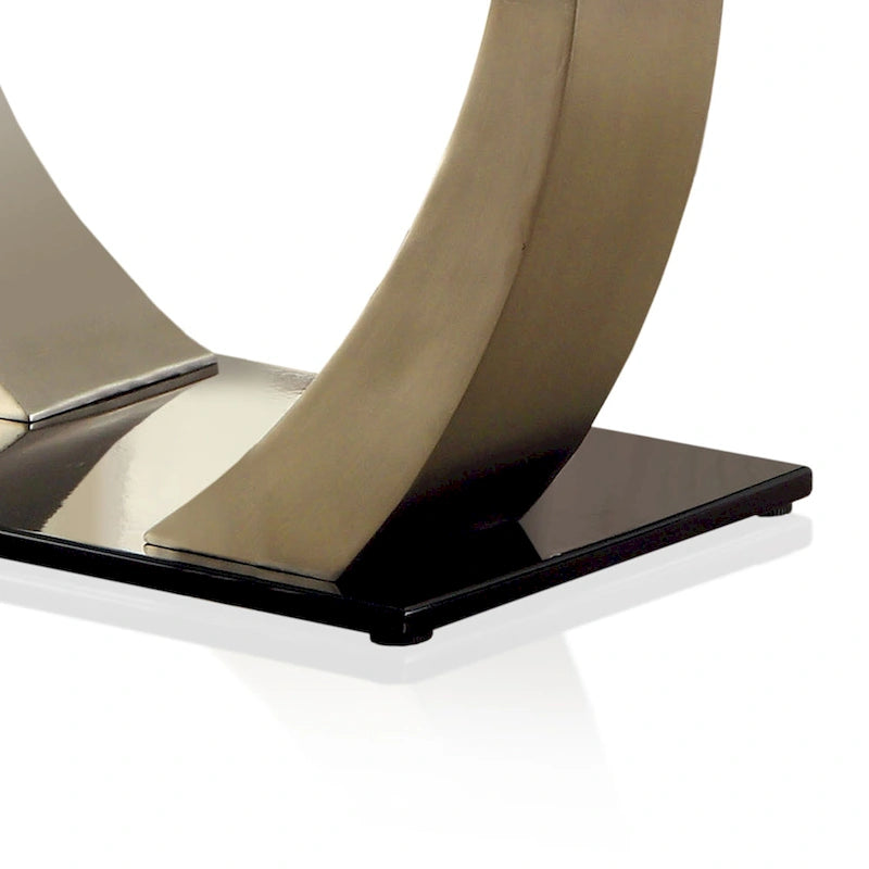 Furniture of America Jami Modern Gümüş Tonlu 60 inç Cam Üst Yemek Masası