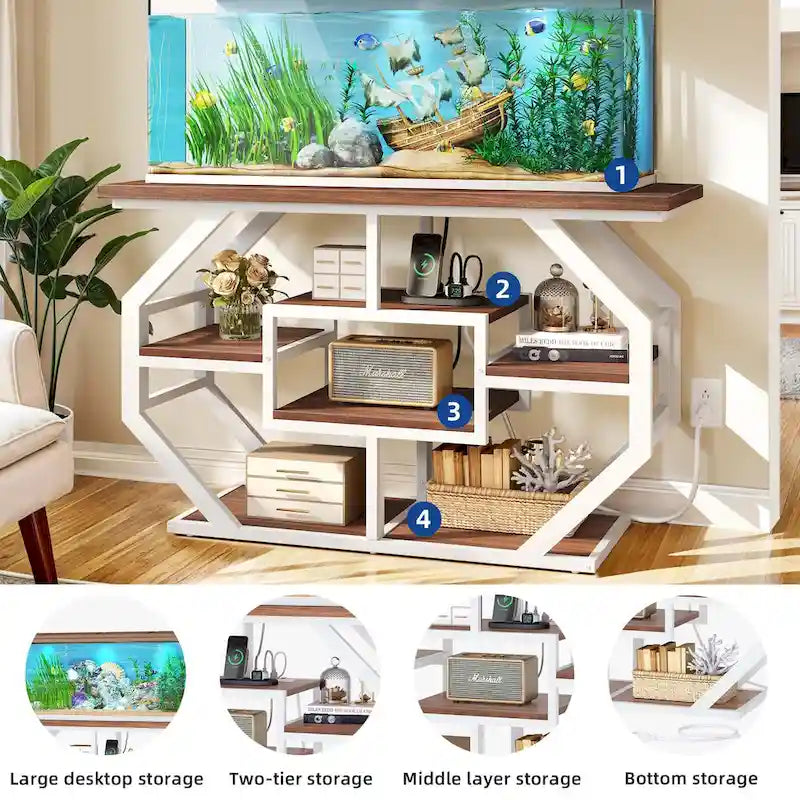 Supporto per acquario Moasis da 55-75 galloni con presa elettrica, consolle per ingresso