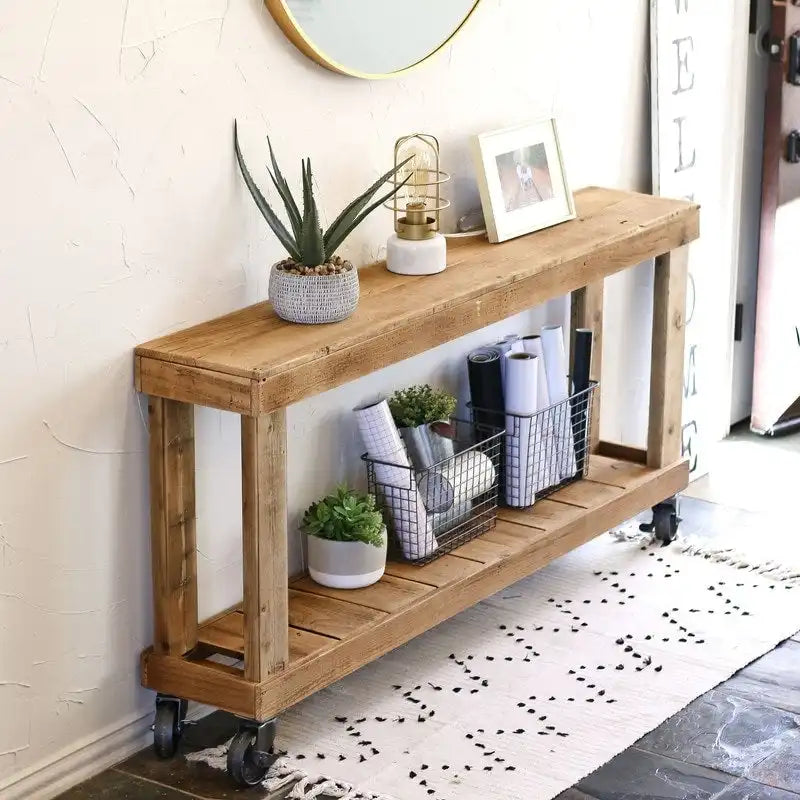 Natural 60 Luxe-consoletafel op wielen