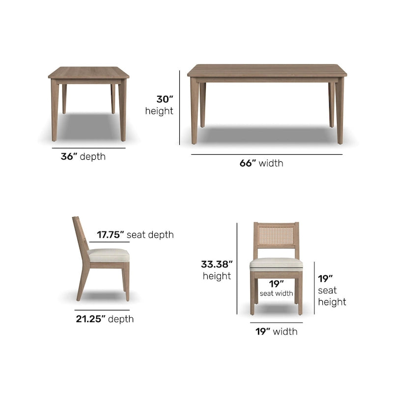 Brentwood 7-teiliges rechteckiges Esszimmer-Set aus braunem Holz von Homestyles