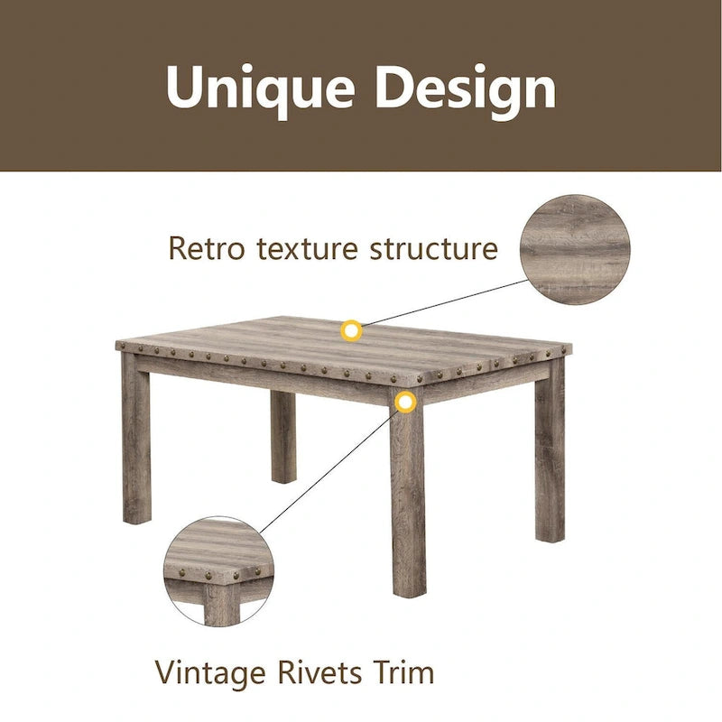 Ensemble de table à manger de ferme Morden Fort, table rectangulaire et chaises, 7 pièces