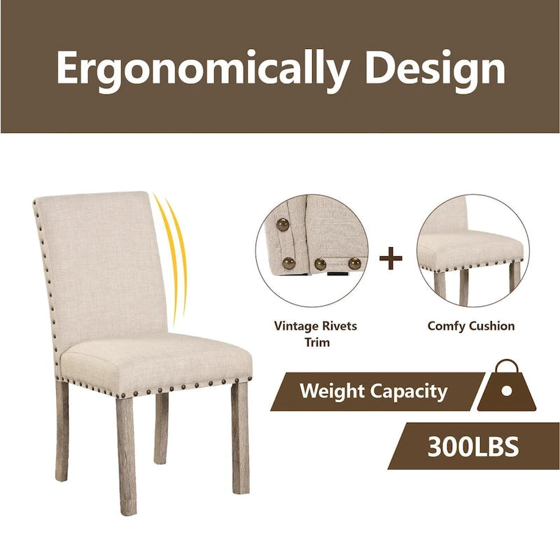 Ensemble de table à manger de ferme Morden Fort, table rectangulaire et chaises, 7 pièces