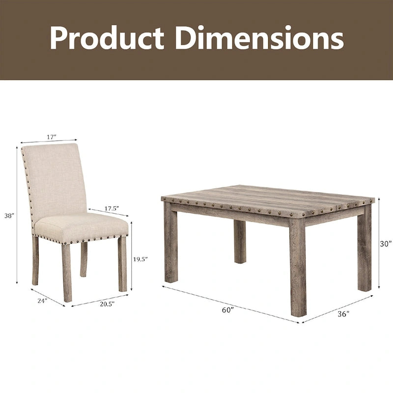 Ensemble de table à manger de ferme Morden Fort, table rectangulaire et chaises, 7 pièces