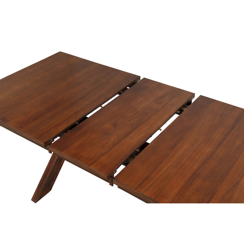 Roundhill Furniture Karven Essgruppe aus Holz mit 9 Teilen, ausziehbarer Esstisch mit Wangengestell und 8 Stühlen, dunkle Haselnussfarbe